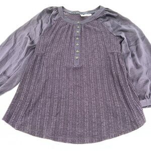 Anthropologie meadow rue purple partial button down long sleeve blouse xs